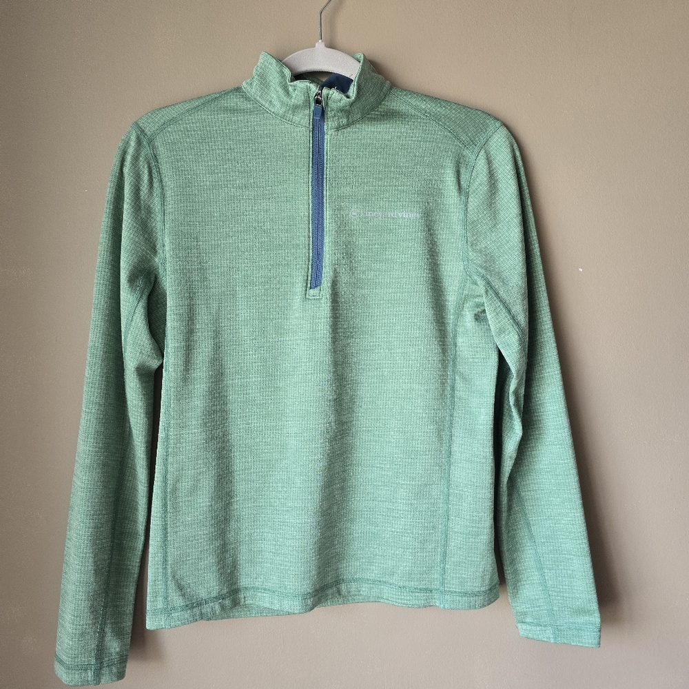 Vineyard Vines Sankaty Green and Blue Quarter-Zip Pullover Size YOUTH Large (16)